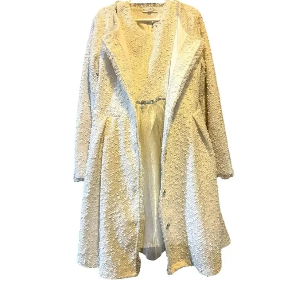 Nanette Kids Dress & Coat Set – Size 7/8 – Ivory Holiday/Party Outfit
